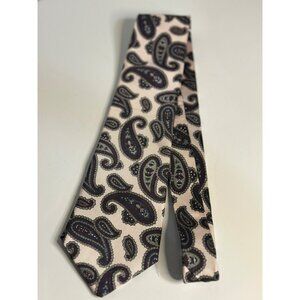 VTG Potomac Collection Paisley Silk Tie 3.5" White Blue USA Made Classic Neckwea